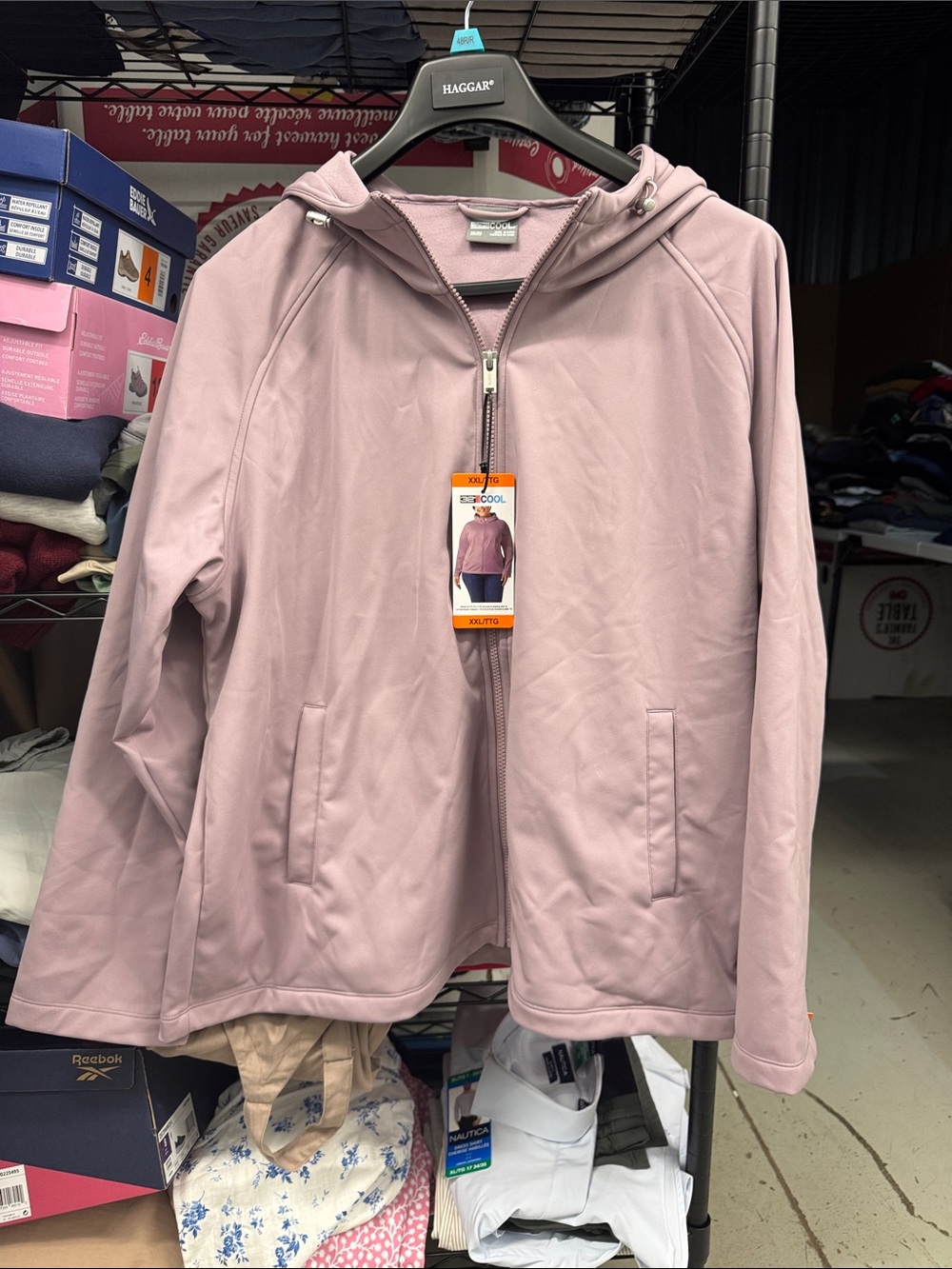 Comfort Stretch Hooded Utility Jacket in Dusty Pink